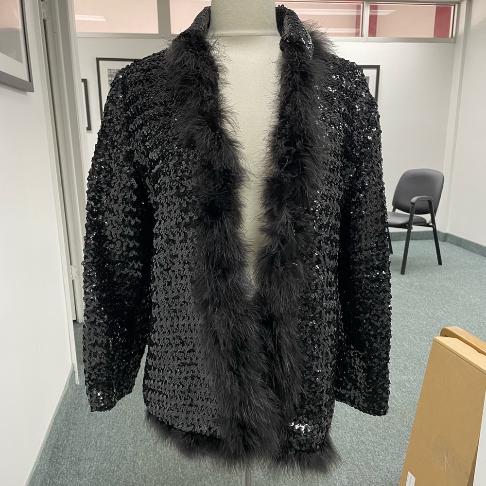 Eye catching!  60’s black sequin jacket by Beverly Paige
